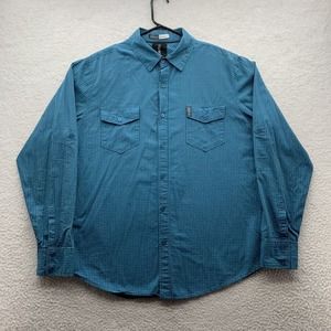 Billabong‎ Casual Button Up Shirt Mens Large L Blue Check Surfer Pockets Preppy